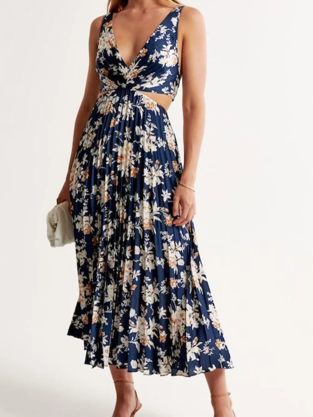 Abercrombie & Fitch Navy Floral Maxi Dress with Cream Floral Size ST